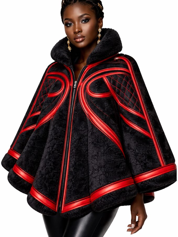 Ambara - Shearling Cape Jacket - Ambara Africa