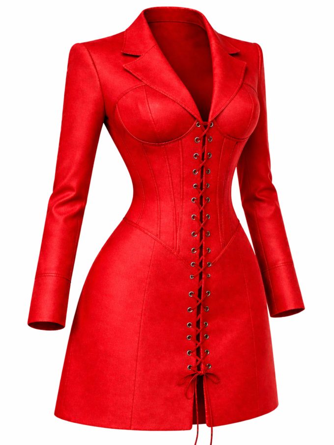 Ambara - Red Corsetted Dress - y26 - Ambara Africa