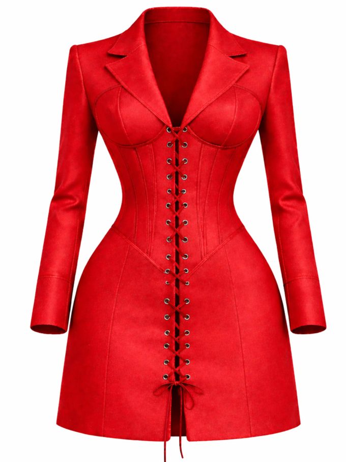 Ambara - Red Corsetted Dress - y26 - Ambara Africa