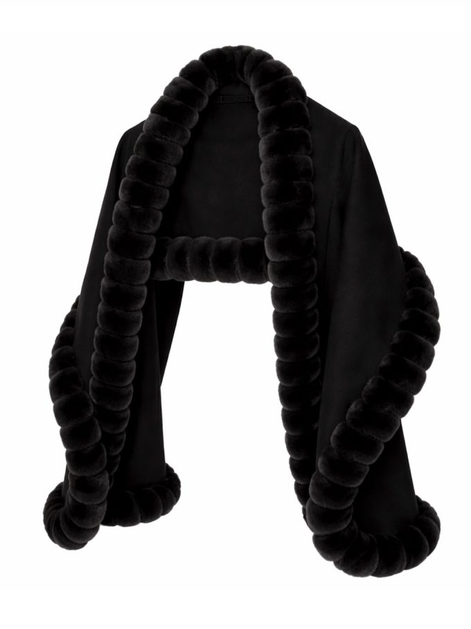 Ambara Regal Mink-Trim Shawl - Black - y26 - Ambara Africa