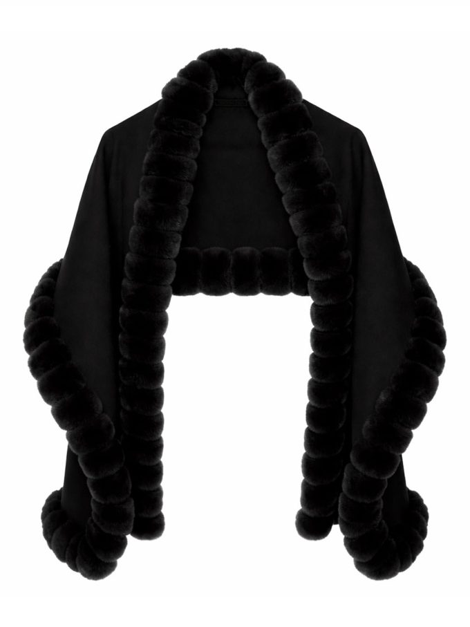 Ambara - Regal Mink-Trim Shawl - Black - y26 - Ambara Africa